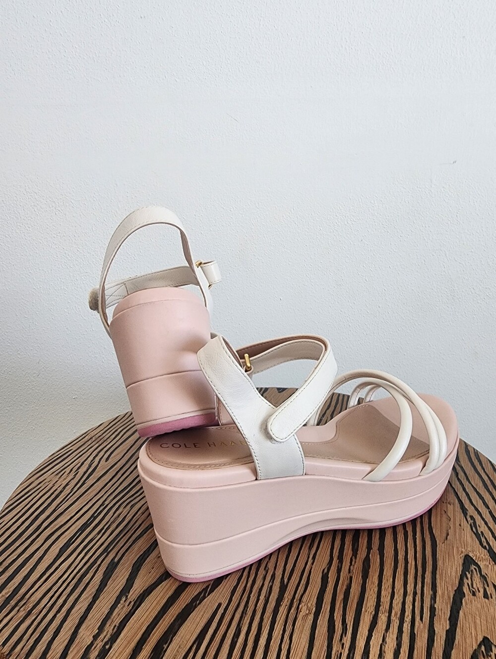 Cole Haan Grand Ambition Addison Strappy Wedge Sandals White Pink Women's Size 7 - Picture 9 of 16